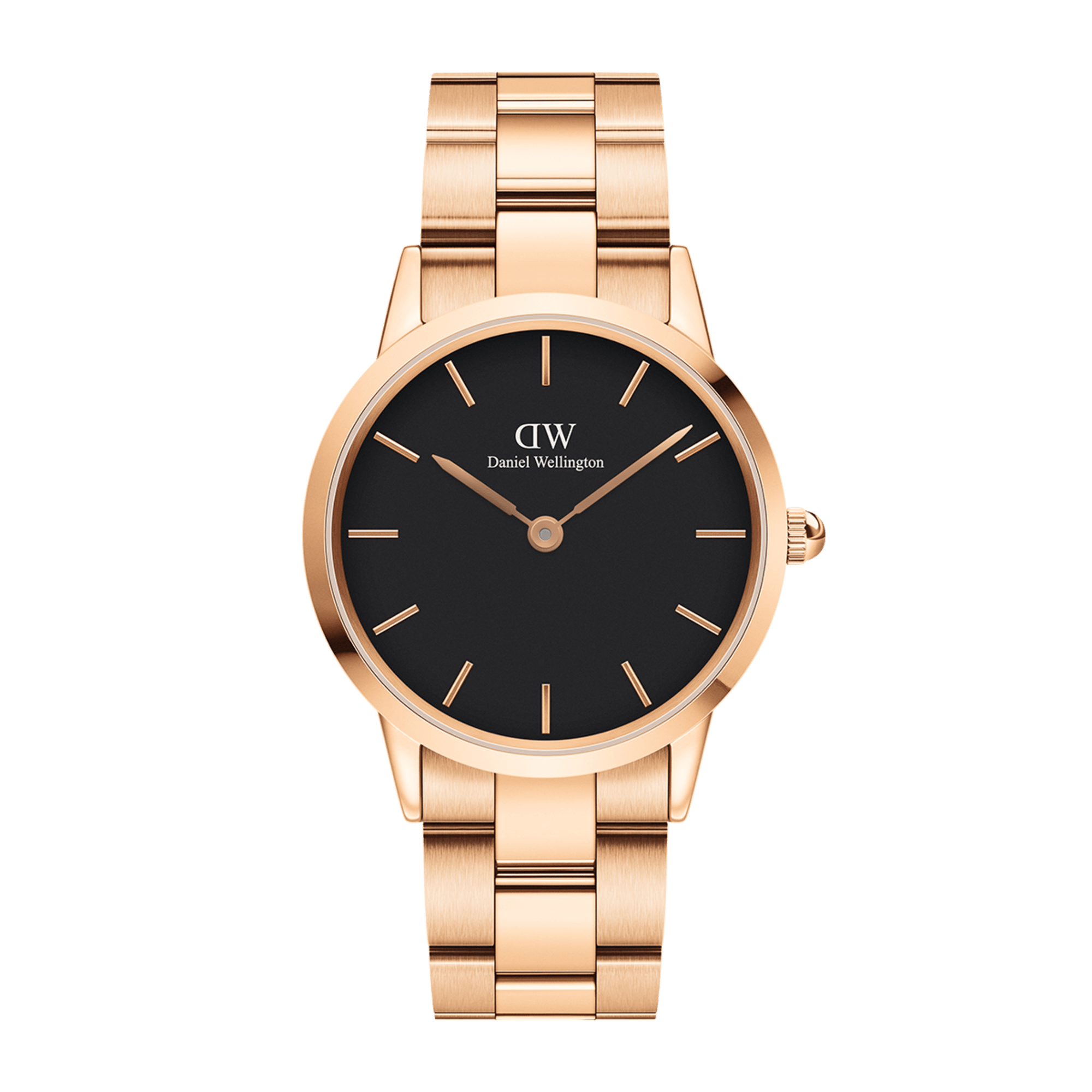 DW Iconic Link Black Rose Gold Watch