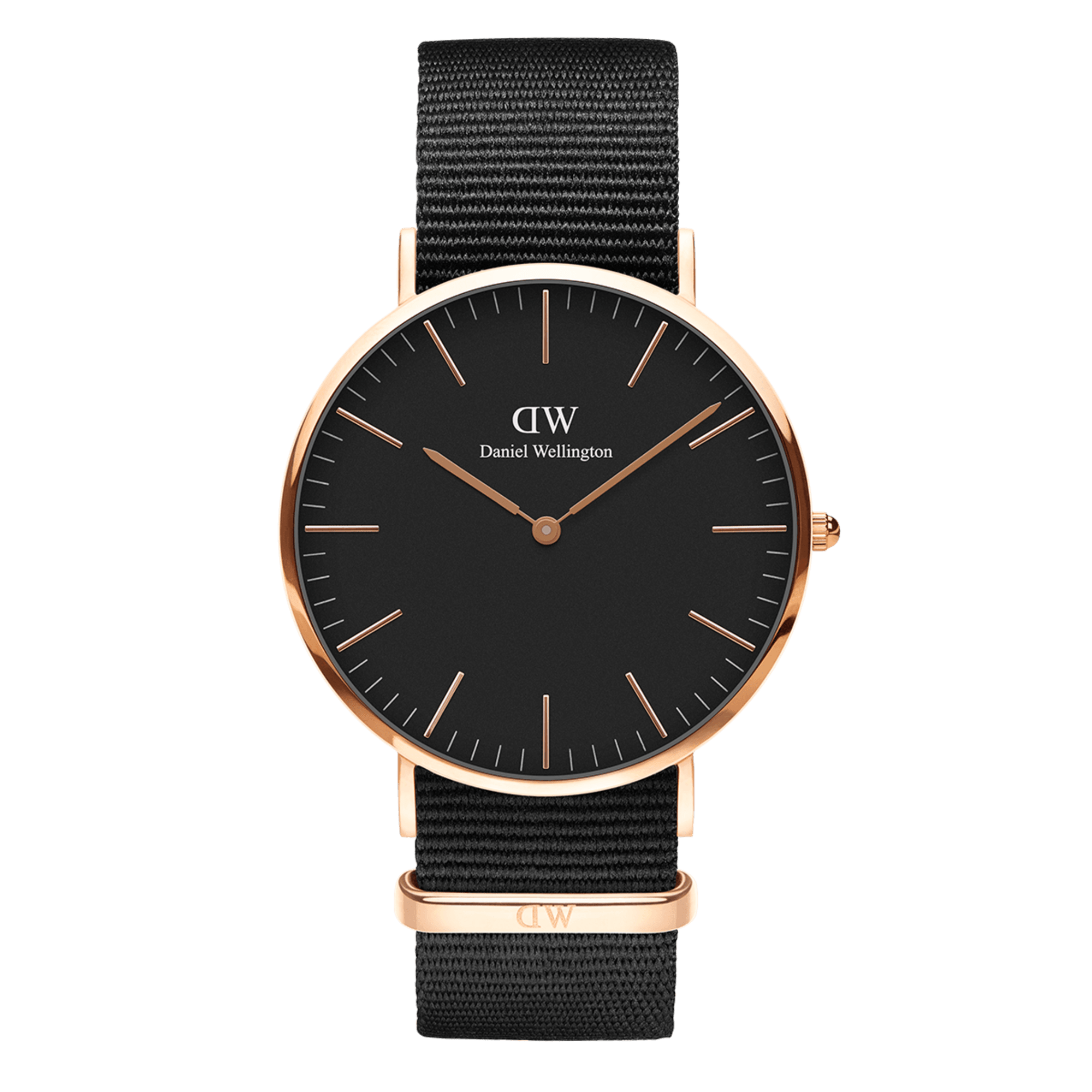 DW Classic Cornwall Black Rose Gold Watch
